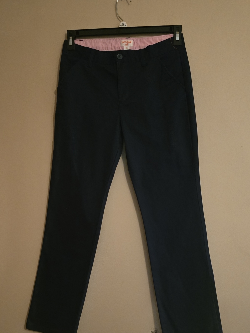 New Girls 16 Navy Chino Adjustable Pants Classic Straight Fit